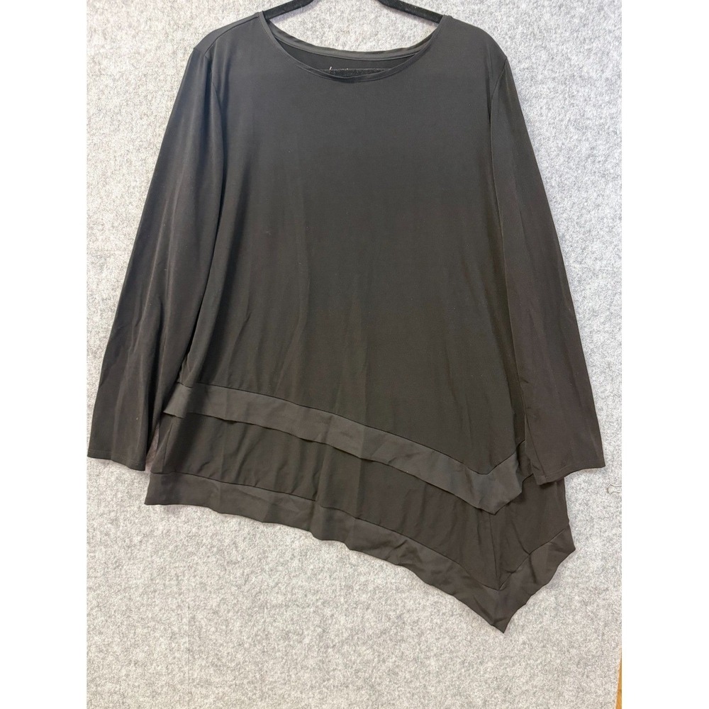 Chico's Asymetrical Stretch Knit Jersey Tunic Black Women's Size 3